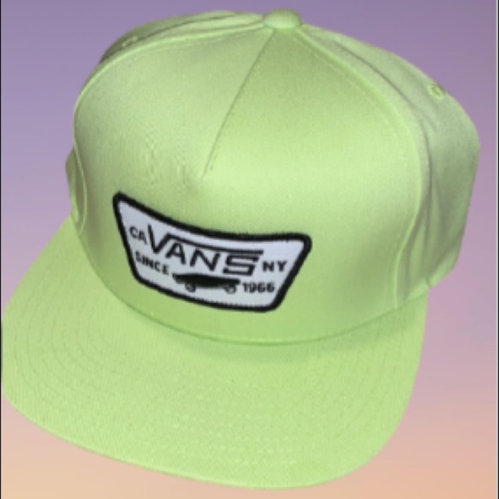 🦄Snap Back Bright Lime Green Full Patched Vans🆕